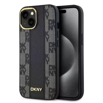 DKNY Apple DKNY PU Leather Checkered Pattern Magsafe Case for iPhone 15 Black