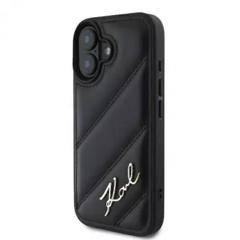 Karl Lagerfeld Hardcase für iPhone 16, Quilted Signature, Schwarz