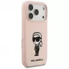 Karl Lagerfeld Silikonhülle für iPhone 17 Pro mit MagSafe, KL Sketch & Logo, Pink