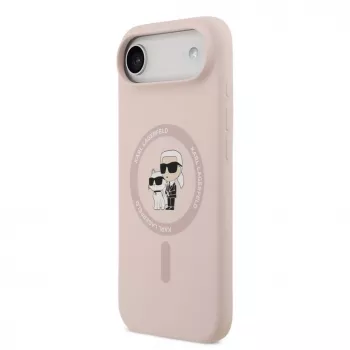 Karl Lagerfeld Liquid Silicone Karl and Choupette MagSafe Hülle für iPhone Air, Pink