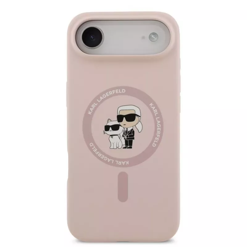 Karl Lagerfeld Liquid Silicone Karl and Choupette MagSafe Hülle für iPhone Air, Pink