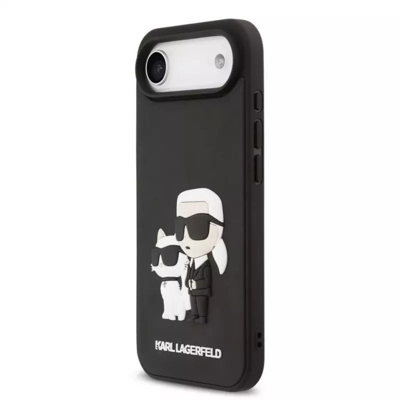Karl Lagerfeld 3D Rubber Karl and Choupette Hülle für iPhone Air, Schwarz
