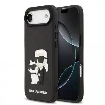Karl Lagerfeld 3D Rubber Karl and Choupette Hülle für iPhone Air, Schwarz
