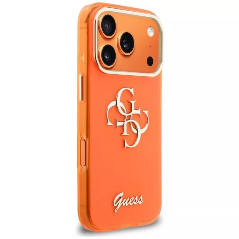 Guess IML 4G Script Metal Case für iPhone 17 Pro, Orange