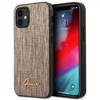Guess Apple iPhone 12 mini 5,4 Zoll Lizard Cover Gold