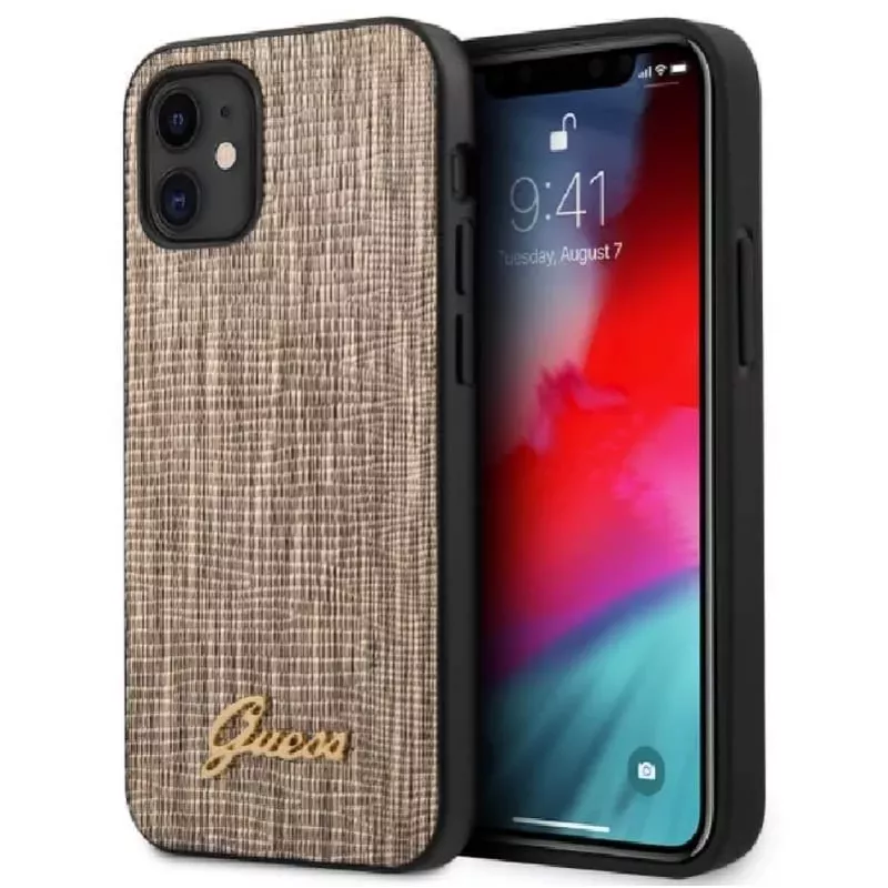 Guess Apple iPhone 12 mini 5,4 Zoll Lizard Cover Gold