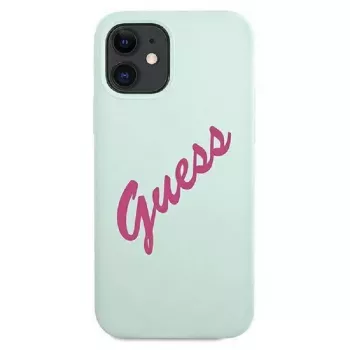 Guess Apple iPhone 12 Mini 5,4'' Vintage Fuschia Script Cover Blau