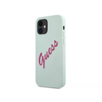 Guess Apple iPhone 12 Mini 5,4'' Vintage Fuschia Script Cover Blau