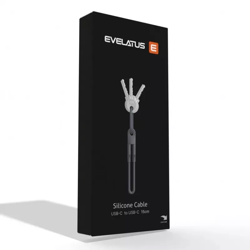 Evelatus USB C auf USB C Silikonkabel 0,2M Grau