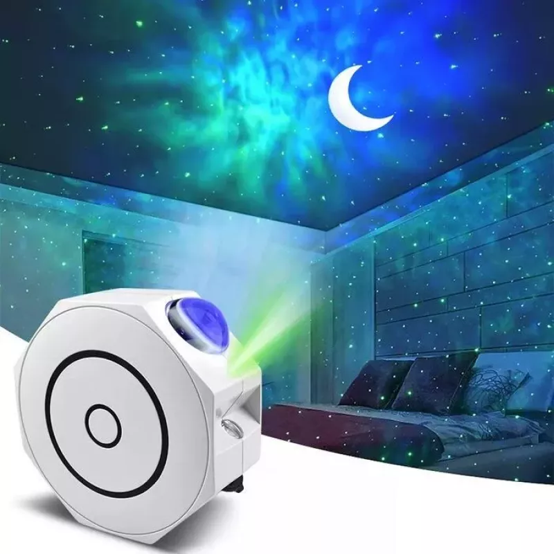 Elight OC1 Octagon Laser Galaxy Star Projector mit Sound / Bluetooth App-Steuerung & Fernbedienung Weiß