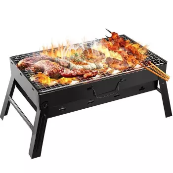 iLike Grillpapa Super Compact Foldable Holzkohlegrill 36x29x6.8 cm für Picknick und Camping