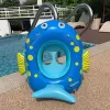 IVY Baby-Schwimmsitz 61×59×28cm aufblasbarer Schwimmring in Fischform mit Griffunterstützung