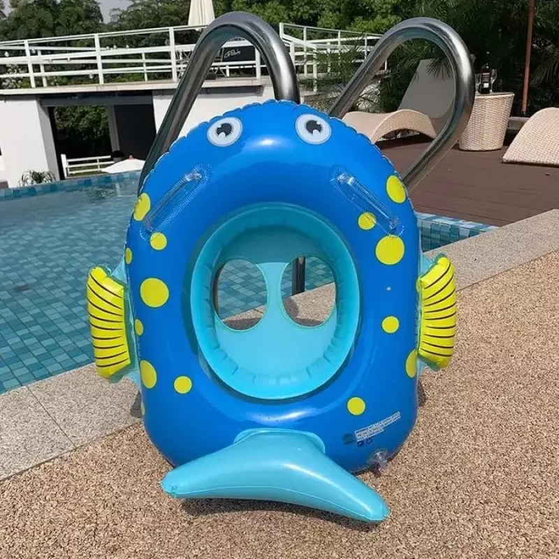 IVY Baby-Schwimmsitz 61×59×28cm aufblasbarer Schwimmring in Fischform mit Griffunterstützung