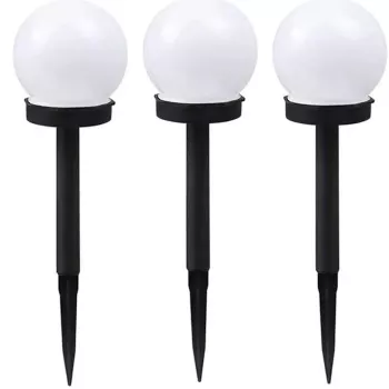 Elight Garden Solar Globe Light Set 3pcs 10cm Cold White LED with Dusk Sensor Waterproof Black