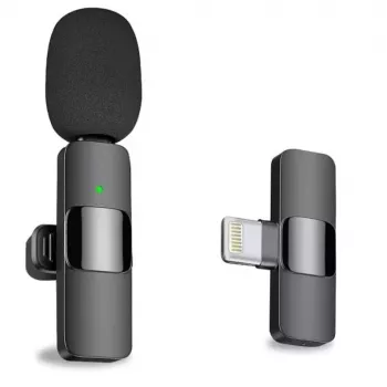 CP K9 Mini Lightning Smartphone Wireless Clip Clear Sound Microphone Noise Cancellation (5,7x1,5cm) Schwarz