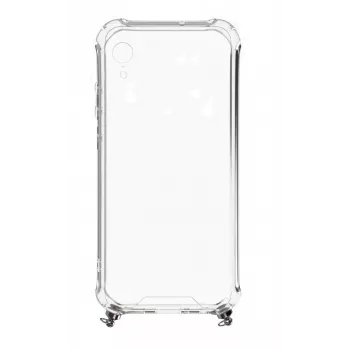 Evelatus Apple iPhone XR Hülle mit Band Weiße Streifen Transparent