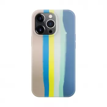 Evelatus Apple iPhone 15 Pro Silikonhülle Mehrfarbig Blau Pink