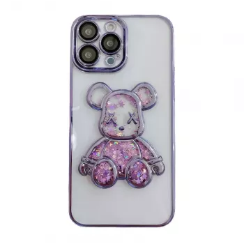 iLike Apple iPhone 15 Pro Silikonhülle Print Desire Bear Lila