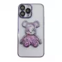iLike Apple iPhone 15 Pro Max Silikonhülle Print Desire Bear Lila