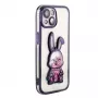 iLike Apple iPhone 15 Silicone Case Print Desire Rabbit Purple