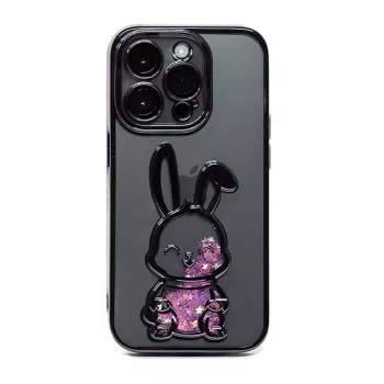 iLike Apple iPhone 15 Pro Silicone Case Print Desire Rabbit Purple