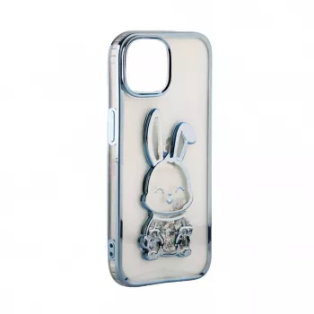iLike Apple iPhone 15 Pro Silikonhülle Print Desire Rabbit Blau