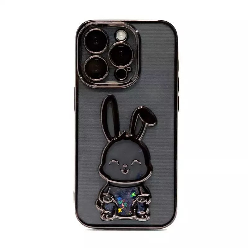 iLike Apple iPhone 15 Pro Max Silikonhülle Print Desire Rabbit Schwarz