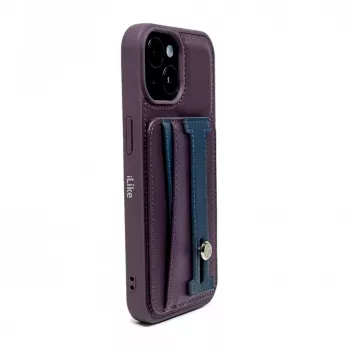 iLike Apple iPhone 15 Pro Max Leather Pocket Stand Cover Lila