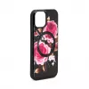 Evelatus Apple iPhone 15 Lederetui Reißverschluss-Design Blume Schwarz
