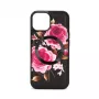Evelatus Apple iPhone 15 Lederetui Reißverschluss-Design Blume Schwarz