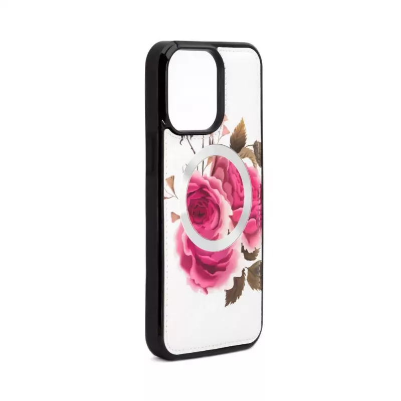 Evelatus Apple iPhone 14 Pro Lederetui mit Reißverschluss-Design Blumenweiß