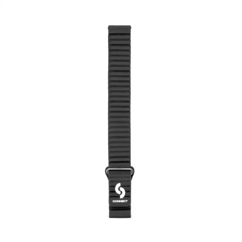 Connect 22mm Flat Head Leder-Silikon Loop Magnetisches Armband (130mm M/L) Schwarz