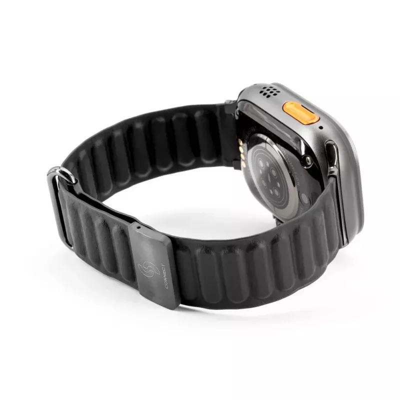 Connect Watch 42/44/45mm Armband mit Kortikalleder-Rückseite, Dornschließe und Magnetverschluss, Schwarz