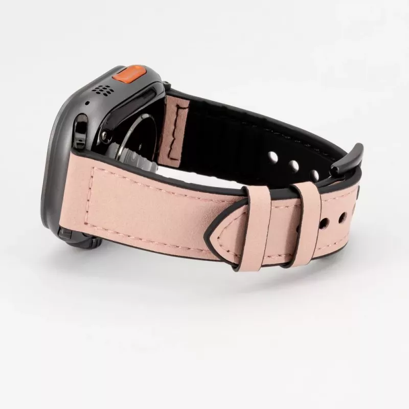 Connect Watch 38/40/41mm Silikon-Patch-Leder-Armband (132mm M/L) Pink Sand