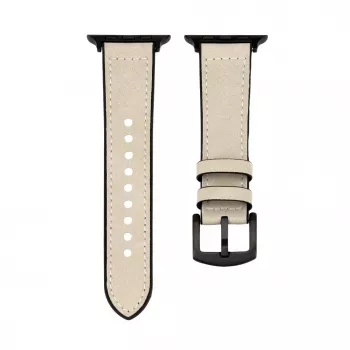 Connect Watch 38/40/41mm Silikon-Patch-Leder-Armband (132mm M/L) Weiß