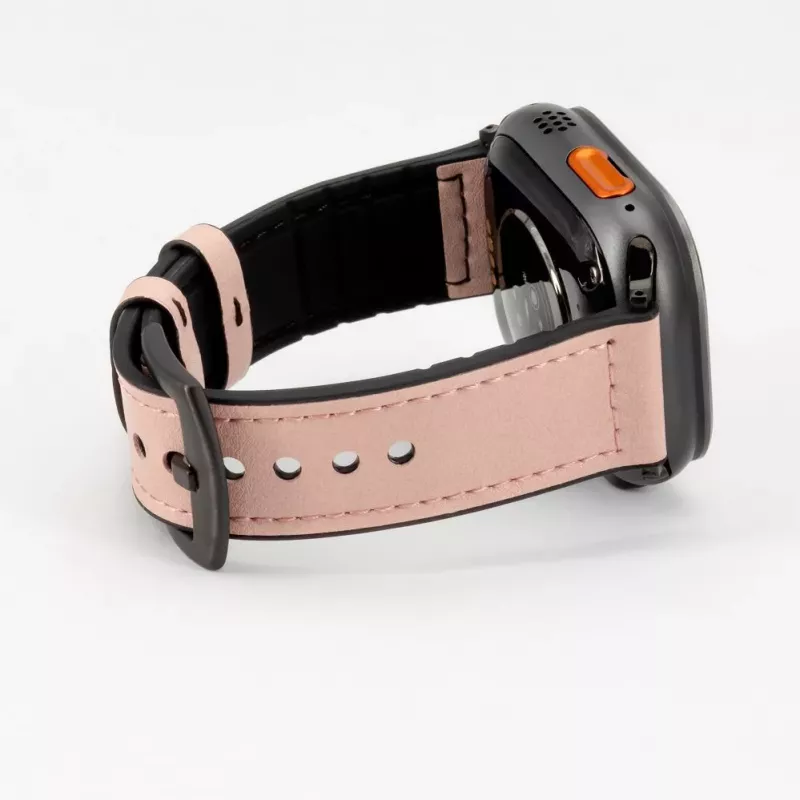 Connect Watch 42/44/45mm Silikon-Patch-Leder-Armband (132mm M/L) Pink Sand