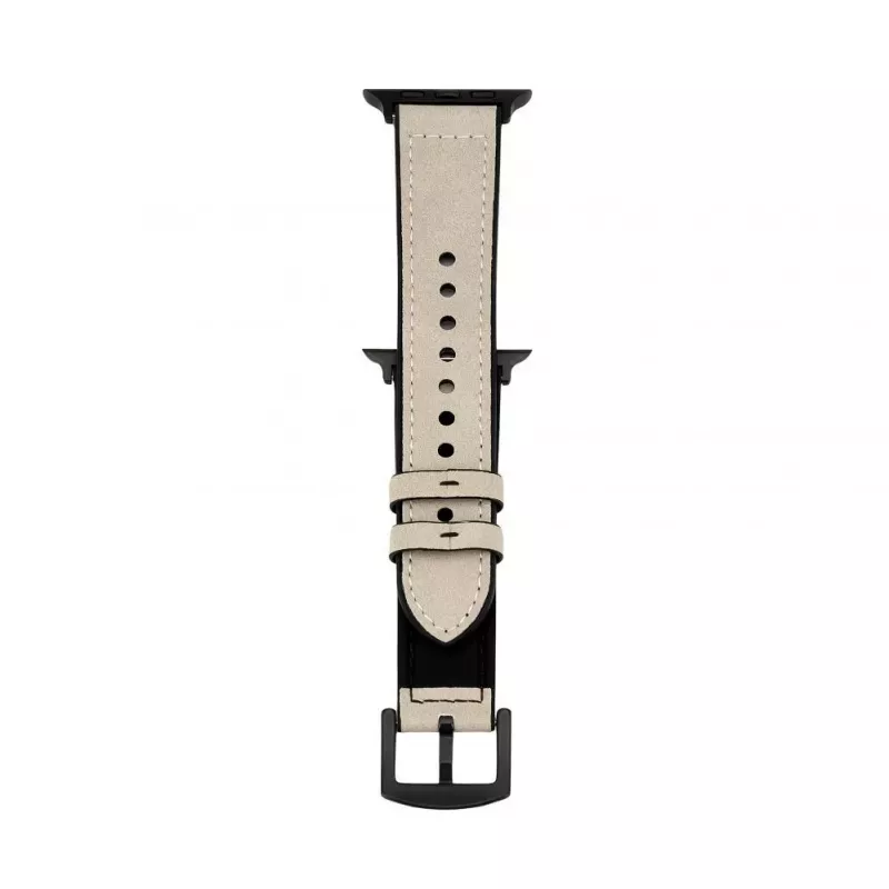 Connect Watch 42/44/45mm Silikon-Patch-Leder-Armband (132mm M/L) Weiß