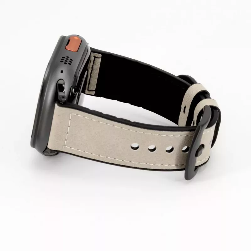 Connect Watch 42/44/45mm Silikon-Patch-Leder-Armband (132mm M/L) Weiß
