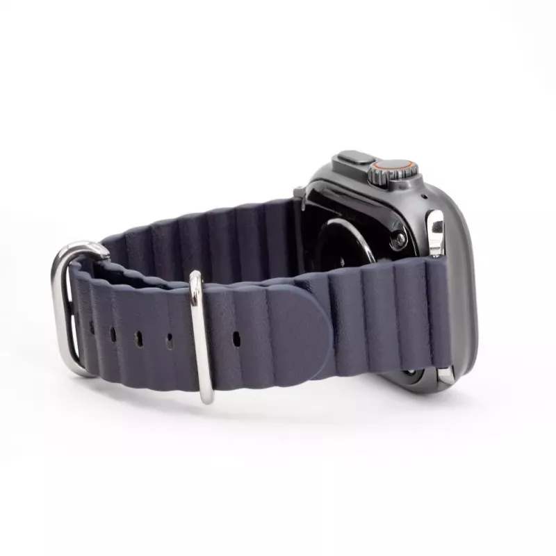 Connect Watch 42/44/45mm Marine Leder Armband Marineblau