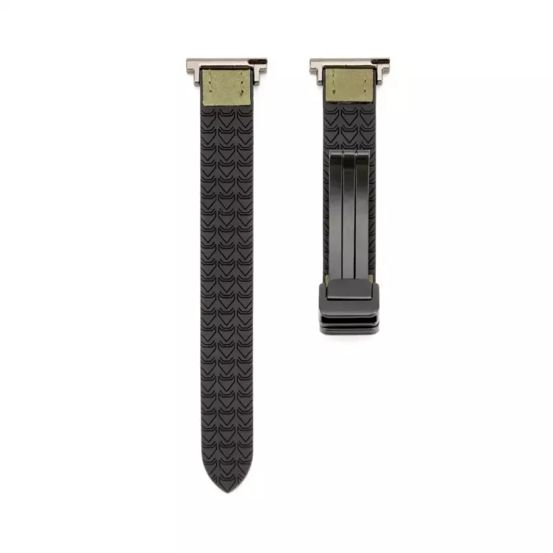 Connect 20mm Silikon-Leder-Uhrarmband mit Magnetverschluss, Waldgrün