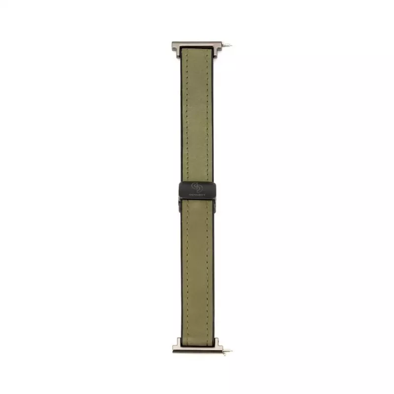 Connect 22mm Silikon-Leder-Uhrarmband mit Magnetverschluss, Waldgrün