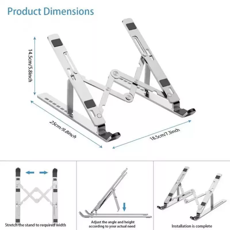 iLike STM1 Metall-Klapp-Notebookständer für 10-17,3 Zoll Laptops - Silber