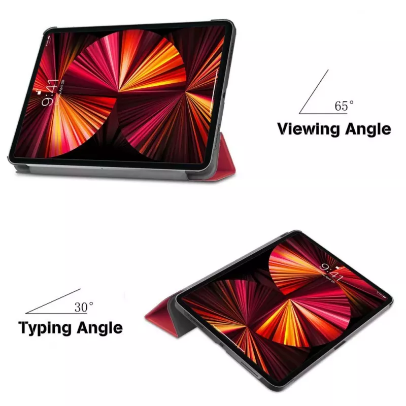 iLike Redmi Pad SE 11 Tri-Fold Eco-Leder Standhülle Korallenrosa