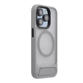 Evelatus Apple iPhone 16 Pro Rubber Coated MagSafe With Stand Case Silver
