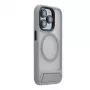 Evelatus Apple iPhone 16 Pro Max Rubber Coated MagSafe With Stand Case Silver