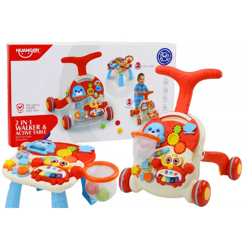 LEAN TOYS Schiebespielzeug Interaktiver Lerntisch 2in1 Rot