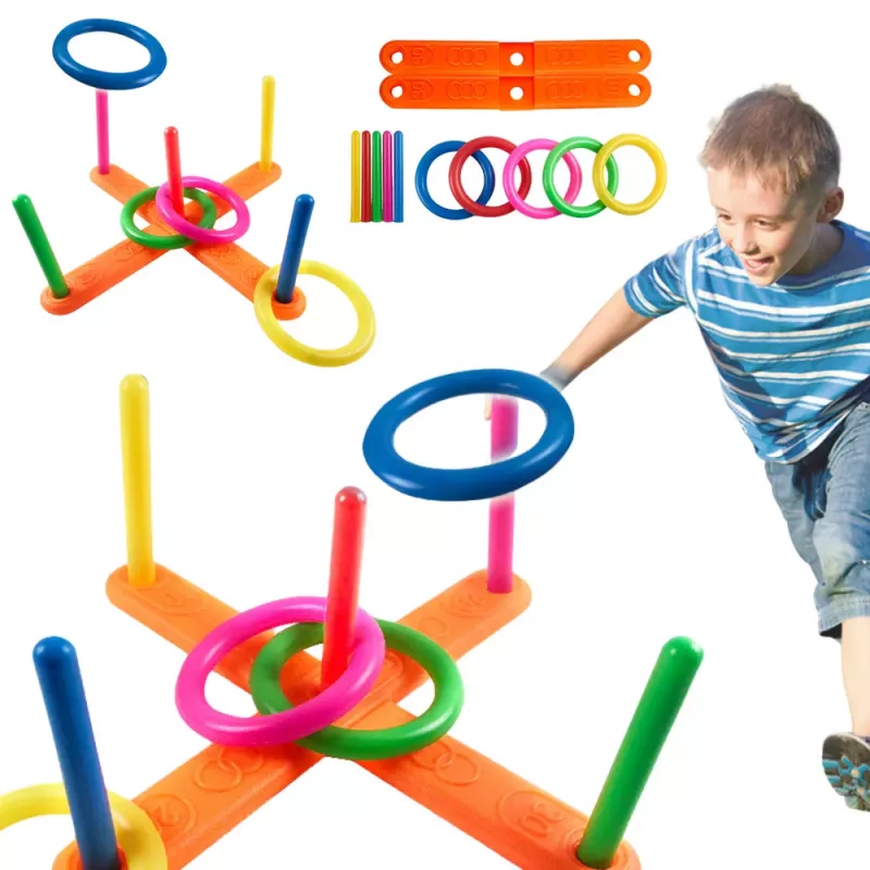 LEAN TOYS Geschicklichkeitsspiel Ringwurf auf das Ziel Bunt