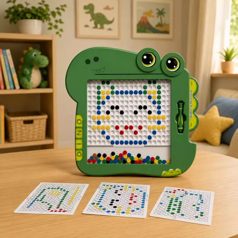 LEAN TOYS Pädagogisches Magnetbrett Dinosaurier-Pad-Puzzle Grün