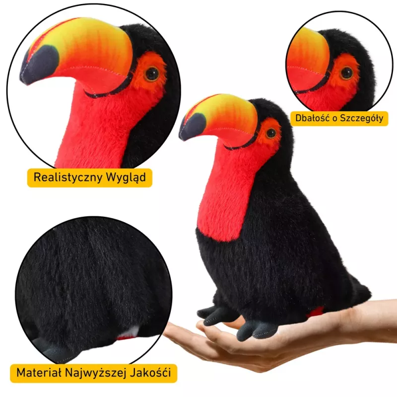 LEAN TOYS Plüschtukan Vogel Plüschtier Maskottchen Kuscheltier Rot 20cm