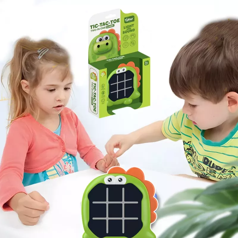 LEAN TOYS Electronic Game 3in1 Tic Tac Toe Memory Green Dinosaur